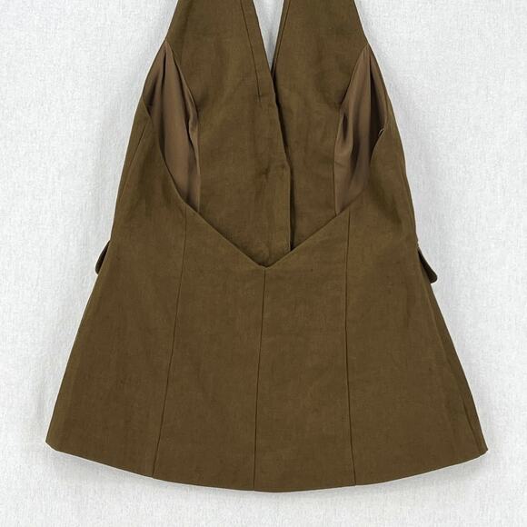 REFORMATION Brennan Linen Vest Top Womens 6 Olive Green Sleeveless Halter NEW - Picture 10 of 16